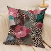 Pink Leopard Cushion Cover Soft Plush Fabric Double-Sided Printed Sofa Cushion Cover For All Seasons Home Decor Gift