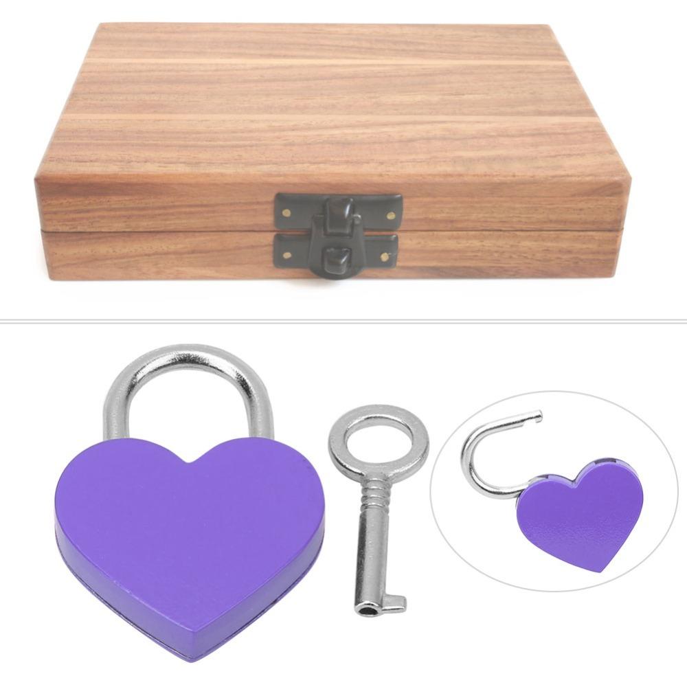 2pcs 30x39mm Padlock White&Black&Purple Mini Heart Lock Craft Supplies Heart Lock Household