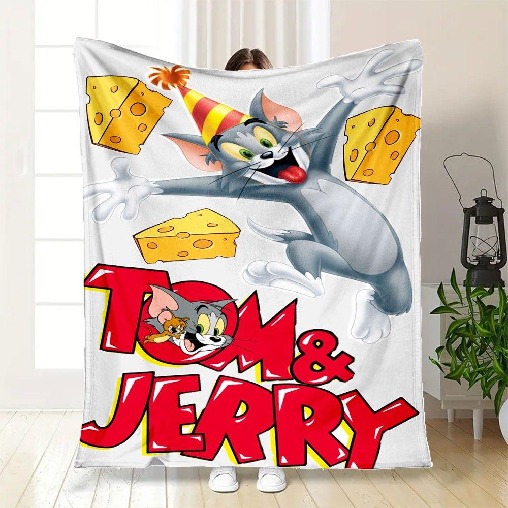 Tom & Jerry Phone Case CoverBlanket Flannel Throw Blanket for Sofa, Bed, Travel, Camping, Office