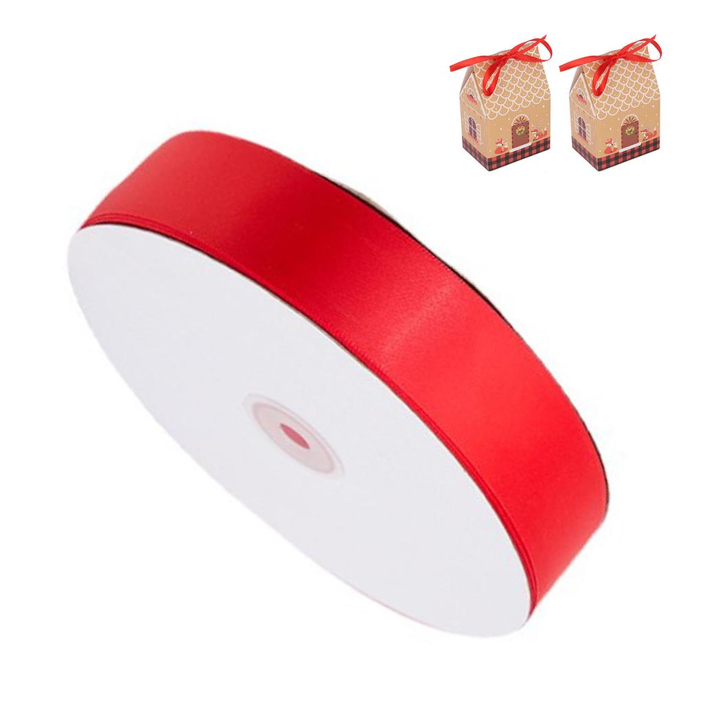 Gift Wrap Ribbon 91m Length Red Polyester Ribbon Roll for Household Cake Shops Gift Shops