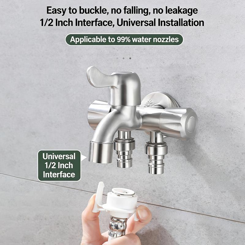 Rubinetto a 3 vie in acciaio inossidabile Tre rubinetti Rubinetto per lavatrice Acqua Bagno Cucina Rubinetto