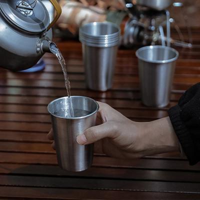 Tragbares Camping-Wasserbecher-Set aus Edelstahl 304 für den Außenbereich, hitzebeständige Picknick-Kaffeetasse, Camping-Teetasse