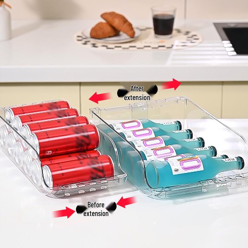 Retractable Plastic Refrigerator Organizer: Stackable Beverage and Food Storage Container