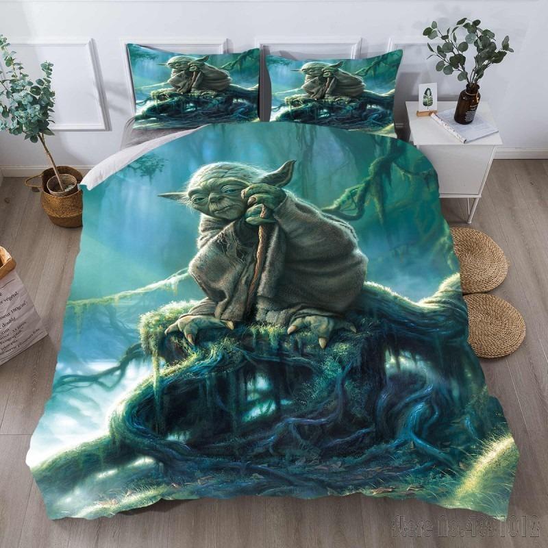 Bedding Set Anime Yoda Baby Double Twin Full Queen King Kids Bedclothes Duvet Cover Pillowcase Decoration Christmas Gifts