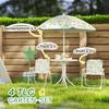 Kids' Seating Corner, Folding Chair Seat Set with Parasol, Colorful Pattern, White