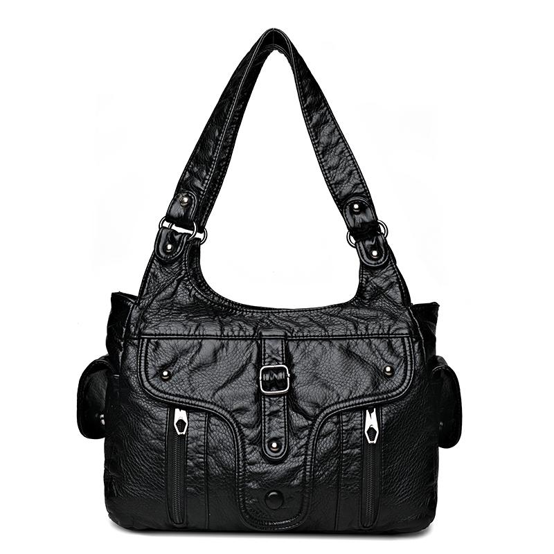 

Женская сумка через плечо, женская большая сумка, сумка через плечо, три цвета, большая вместимость, мягкая кожа, простая мода чёрный