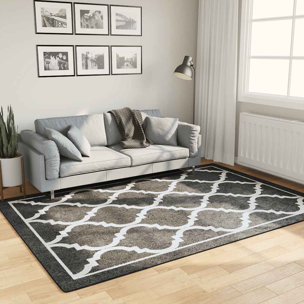 vidaXL Teppich Waschbar Schwarz und Weiß 160x230 cm schwarz