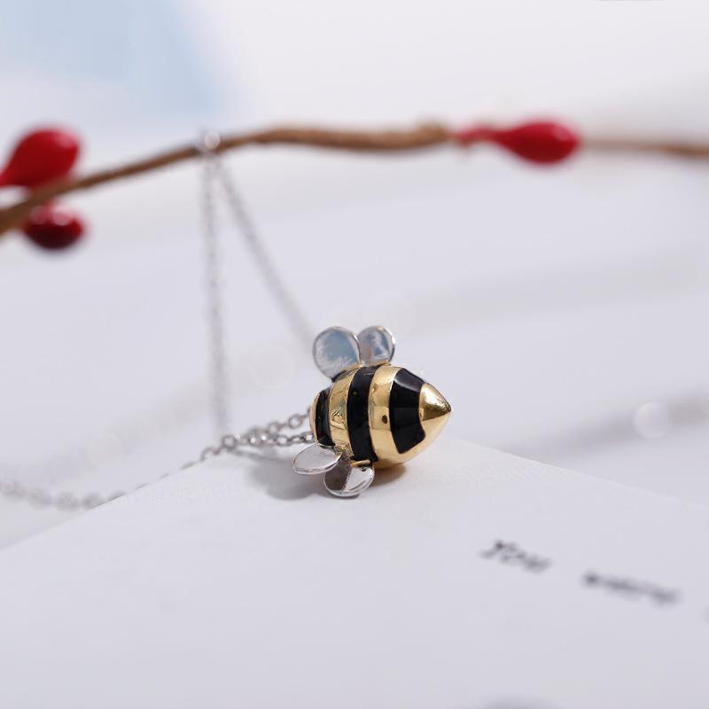 Party 925 Sterling Silver Cute Bees Necklaces & Pendants For Women High Quality Lady Sterling-silver-jewelry