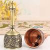 Hand Call Dinner Bell,Engraving Inlaid Gem Multi-Purpose Bells Craft Hand-Cranked Bell Alarm School Church Hotel Vintage Bell