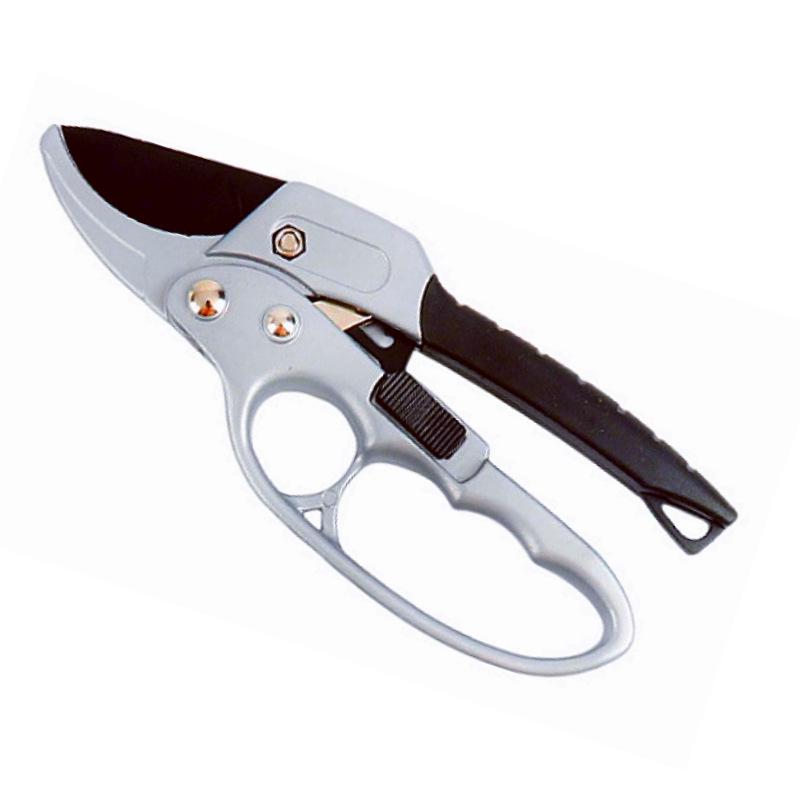 Ratchet Garden Pruning Shears - Labor-Saving Floral and Branch Scissors with Pulley Mechanism. Black Pulley Labor-Saving Shears