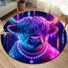 Highland cattleRound Area Rug,Carpet Rug for Living Room Bedroom Sofa Playroom Decor,Non-slip Floor Mat