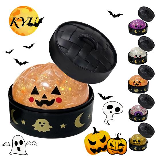 Weiches Knetspielzeug für Angst und Konzentration Halloween-Brötchen mit Dampfer, Sensorischer Fidget Stressball, Gruseliger Geist Dehnbares TPR-Spielzeug Kürbis zur Entspannung