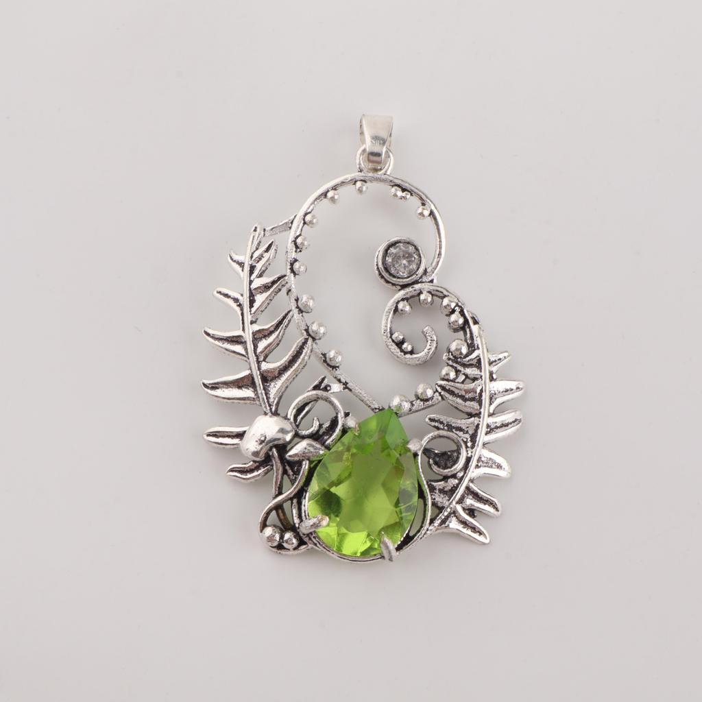 Peridot Gemstone Silver Partywear Pendant, 925 Sterling Silver Women Jewelry, August Birth-Stone Gift CP-42-1