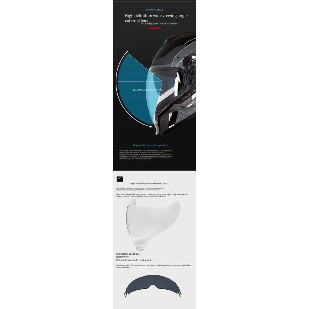 China 3C DOT Double Certified Adult Full-face Motorcycle Helmet, Double Sunshade Lenses. Modular Motorcycle Helmet