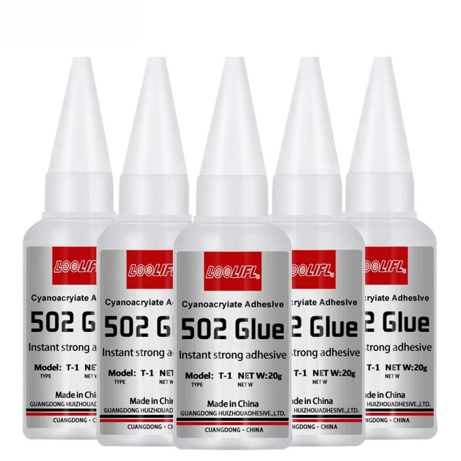 1-5 Stück 502 Sekundenkleber Sofort Schnelltrocknender Cyanacrylat-Klebstoff Leder Gummi Holz Metall Starke Verbindung Flüssigkleber Werkzeug