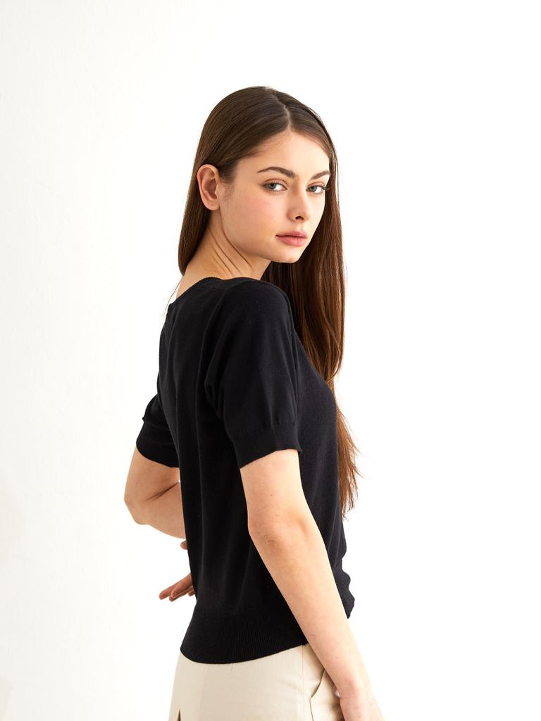 NITINA Basic Round Pullover Bk