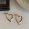 Spring and Summer Niche Cold Style Peach Heart Earrings with Lines