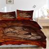 3pcs Lion, Autumn Leaves Bedding Set - 1 Duvet Cover + 2 Pillowcases(Core Not Included), Machine Washable Polyester, All-Season Comfort, Bed