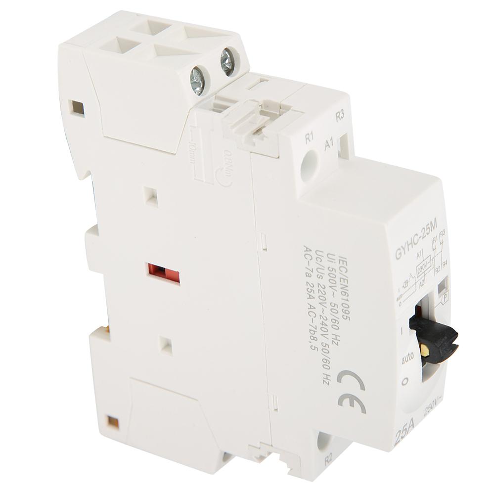 Contactor AC Casnic 2P 25A 220V 50Hz Montare pe Șină DIN cu Comutator de Control Manual
