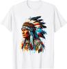 Vintage Indian Chief Native American Pride Feather Headdress Unisex T-Shirt