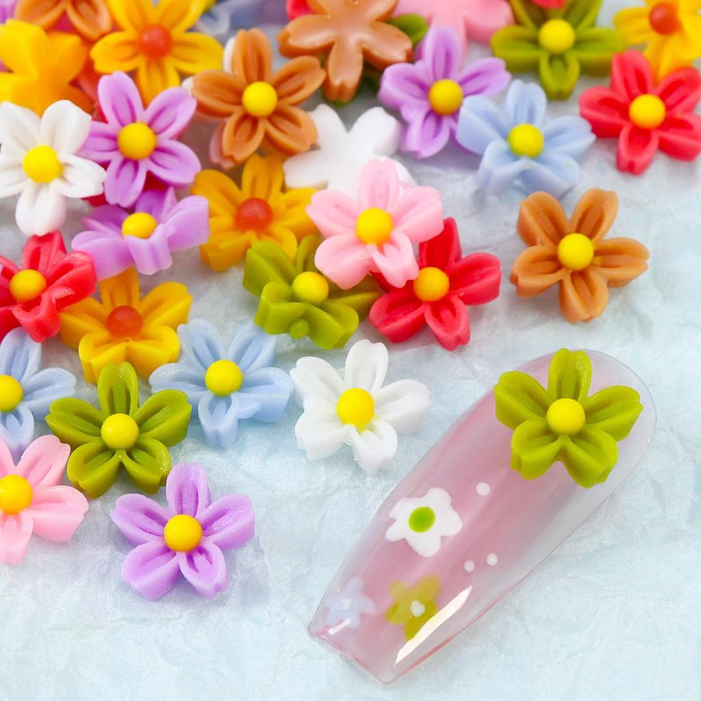 Colourful Flowers 3D Nail Art Charms Kawaii Macaron Mini Flower Nais Decoration Accessories Summer Manicure Decora Supplies