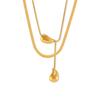 European & American Tassel Water Drop Necklace - Light Luxury Layered Design In Titanium Steel with 18K Gold Plating