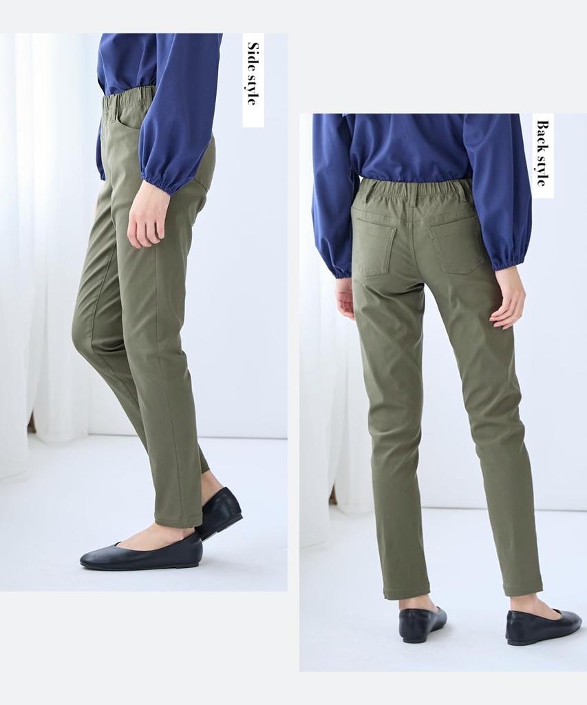 Nissen Rayon Blend Slim Fit Long Pants Fit Available In Plus Size 3L Women's Ultra-Stretch (Loose Thighs) (73cm Inseam) Sizes, Black,