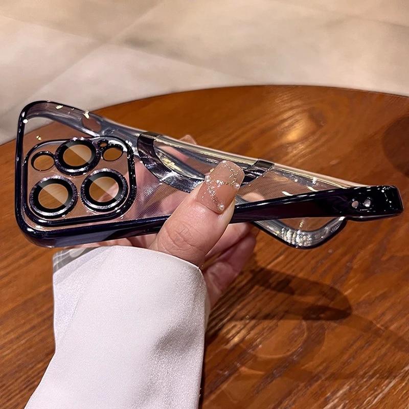 Plating Soft TPU Full Lens Protect Case pro iPhone 15 14 13 12 11 Pro Max Plus Magsafe Magnetic Wireless Charging Clear Cover