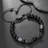 A men's handmade beaded braided bracelet, leopard head vintage jewelry suitable for men's daily wear