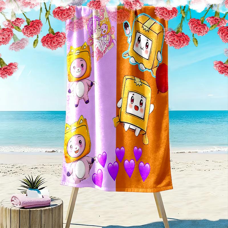 Lankybox Print Beach Towel, Large Soft Quick Dry Towel for Beach Camping Swimming