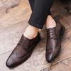 Fashion Size 38-47 Men Retro Brogue Leather Shoes Black Brown American Lace-up Business Brand Leather Shoes Wedding Banquet Shoes Men