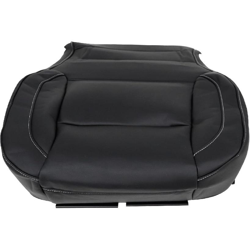 SecosAutoparts Driver Or Passenger Bottom Non-Perforated Leather Seat Cover Black Compatible With Chevy Silverado 1500 2500HD 3500HD Compatible With