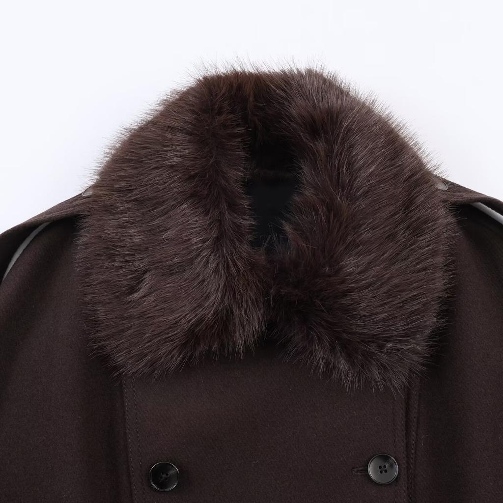 European and American style, new women's clothing, fashionable blended artificial fur effect collar jacket 3736272