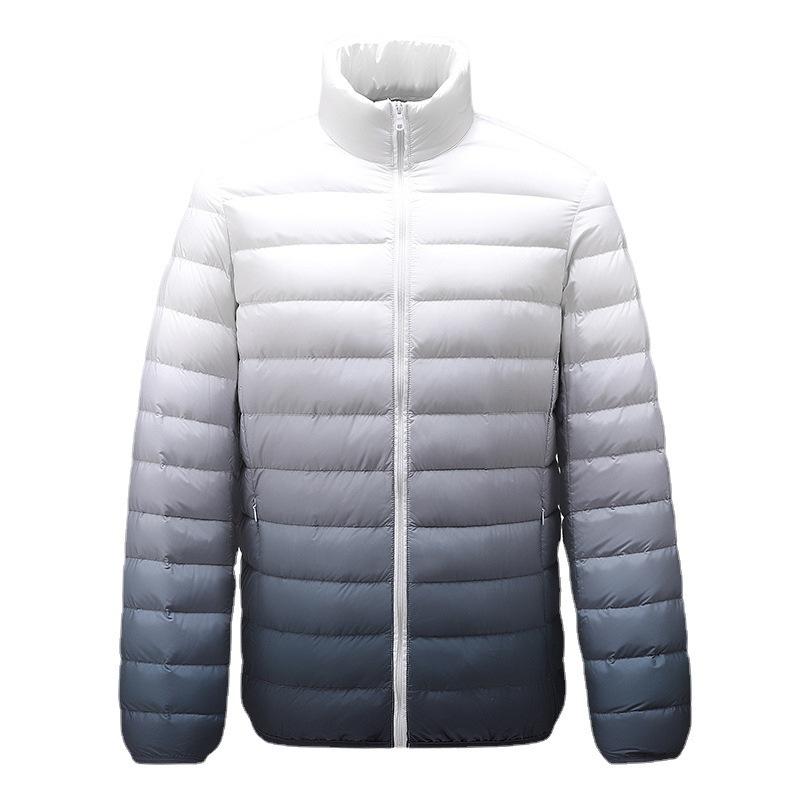 Nouvel Hiver Veste en Duvet à Manches Longues pour Homme Décontractée Ample Version Coréenne Veste à Col Montant Homme Duvet de Canard Blanc Chaud et Froid