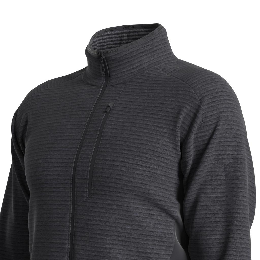 Salomon Essential Light Warm Full Zip Fleece Size Deep Black Men's Jacket, M, LC2224700,