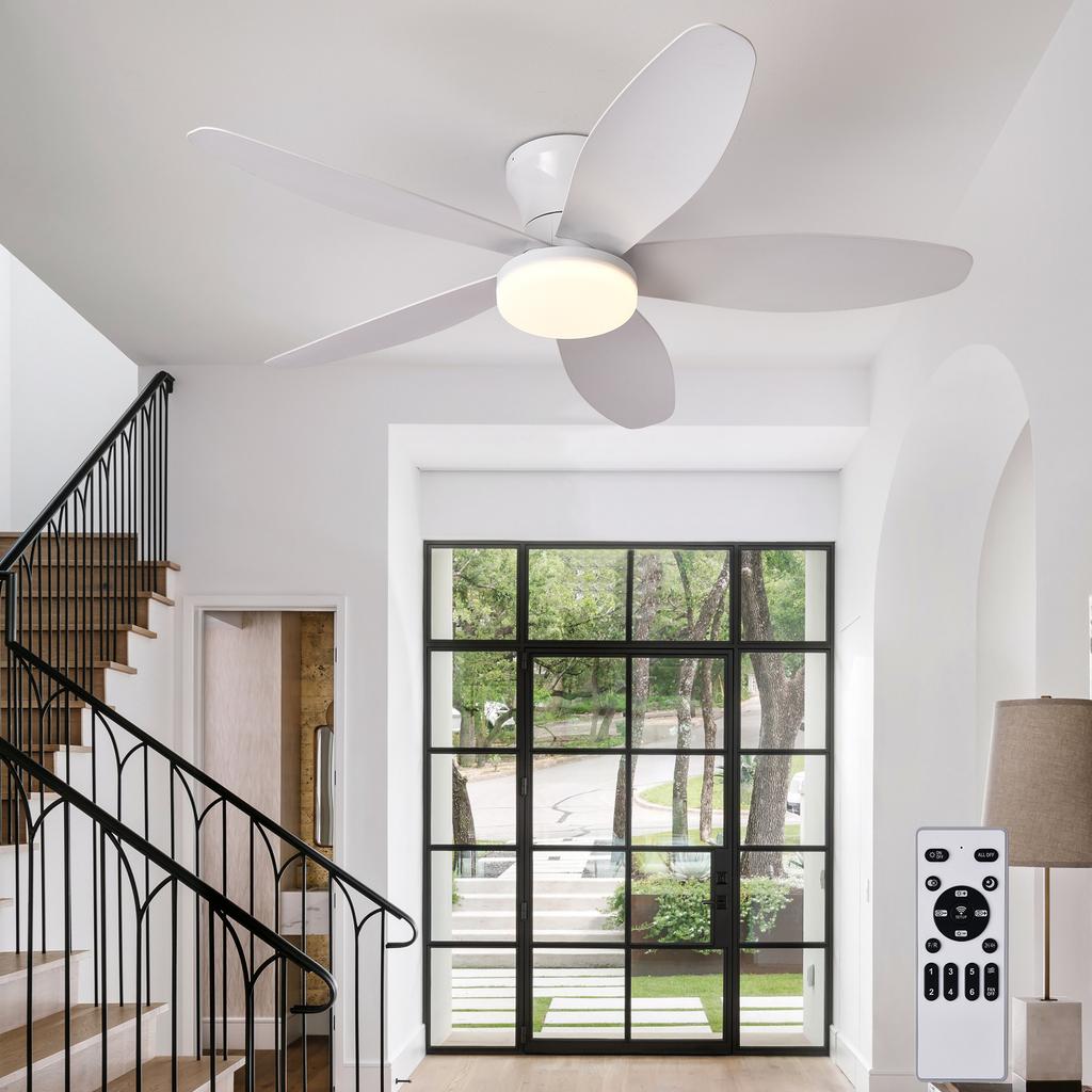 Ceiling Fan with Light 3 Colors, 6 Speeds, Timing, Ceiling Fan with Remote Control 5 Blades for Kitchen Bedroom Dining Room