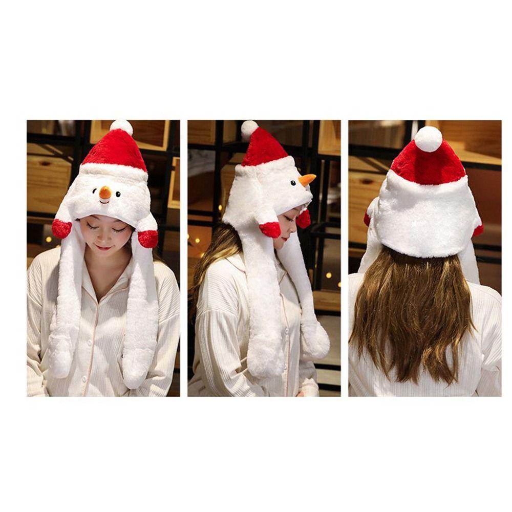 Kawaii Cosplay Party Costume Christmas Jumping Up Cap Ear Moving Hat Santa Game Hat Novelty Cap