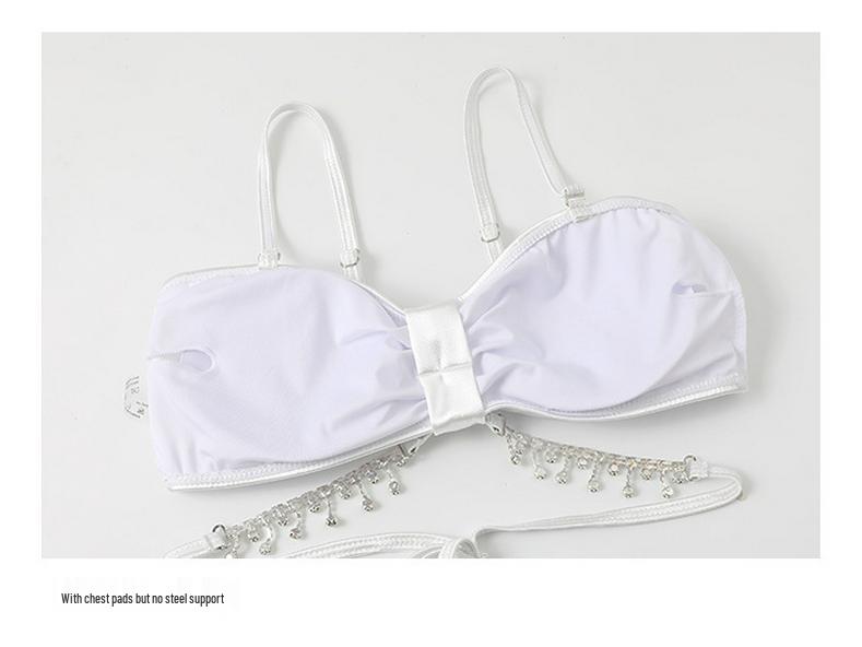 Women's Three-Piece Rhinestone Bikini Set: Sexy Push-Up, Tummy Control, Slimming Swimsuit for Vacation