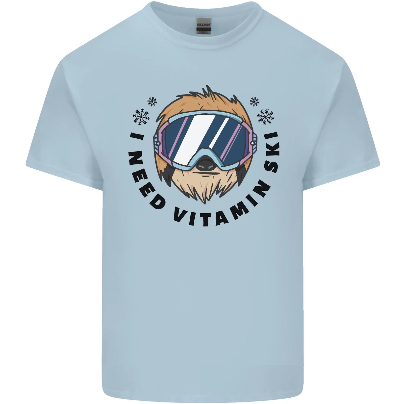 Vitamin Ski Funny Skiing Sloth Kids T-Shirt Childrens S
