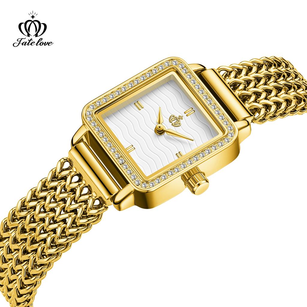 Fatelove 928 Quartz Watches for Women Steel Strap Diamond Bezel Waterproof Woman Watch Fashion Elegant Simple Ladies Wristwatch