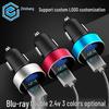 2.4V Dual USB Car Charger with Digital Display & One-to-Two Cigarette Lighter Adapter for Fast Mobile Phone Charging
