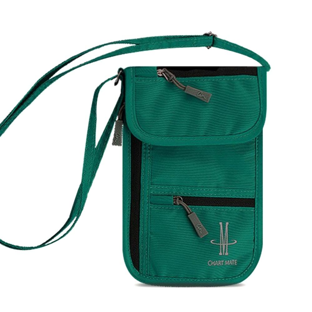

Portable Nylon RFID Passport ID Bag Waterproof Multi-Functional ID Credit Card Holder Passport Bag Women зелёный