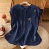 Literary Embroidery Cotton Linen Sleeveless Shirt for Women Summer Fungus Collar Fogn Style Casual Versatile Vest for Women