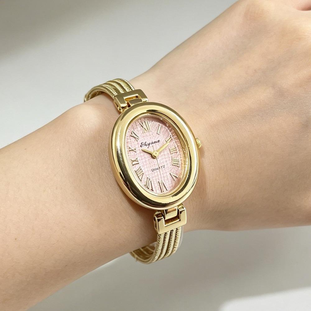 

Gold Tassel Chains Watch Fashion Accessory Oval Quartz Watch Quartz Wristwatch Women s Accessory рожевий/золотий
