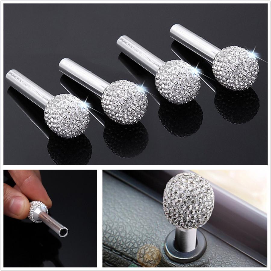 4 X Rhinestone+Aluminum Alloy 4.5mm Diameter Car Door Handle Interior Knob Pins