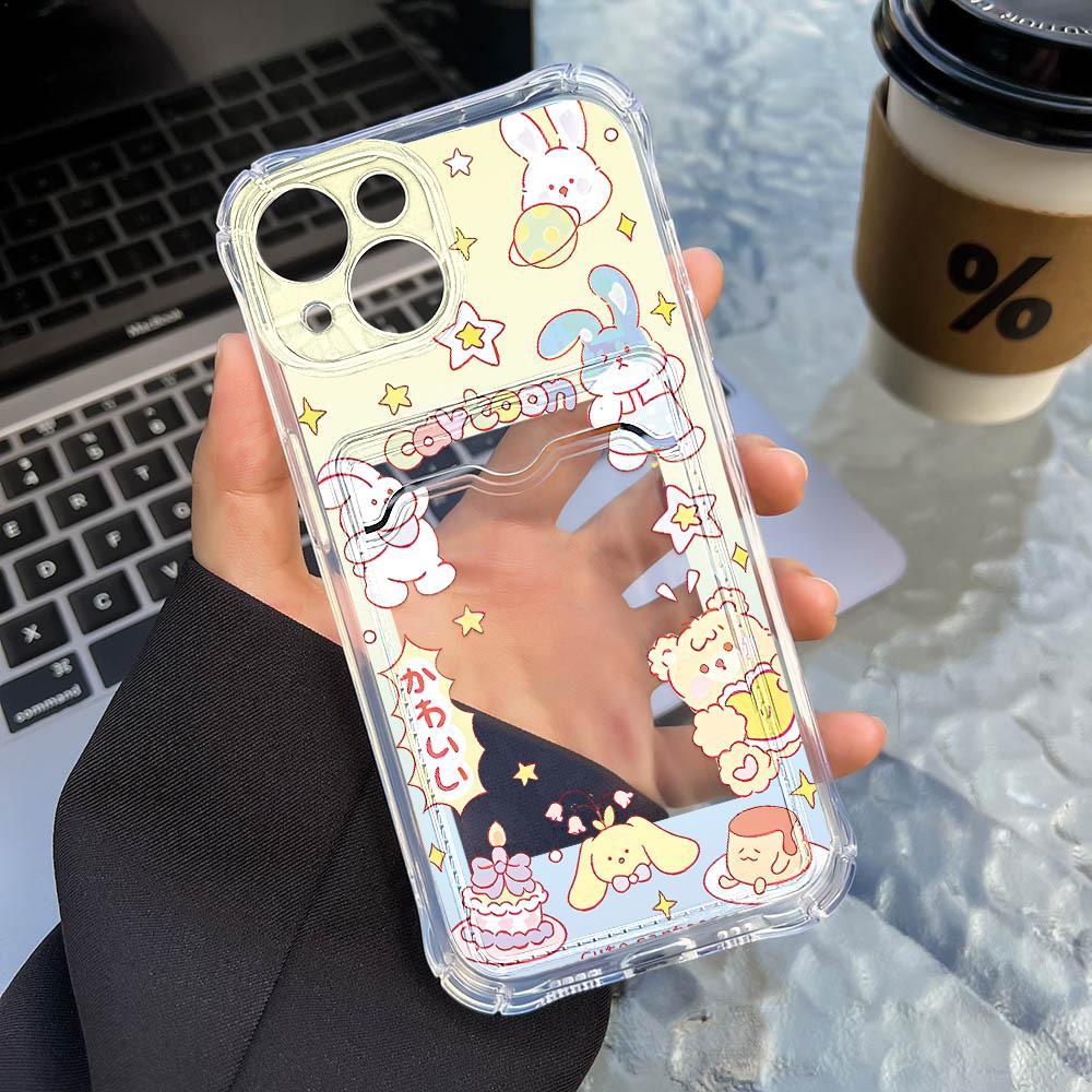 Korttelefonveske for iPhone 11 13 XR 15 14 Pro Max iPhone 12 16 7 8 Plus XS Max Samsung S24 S23 A15 A55 A05 A54 Redmi 12 13C 13 9 Cartoon Protection