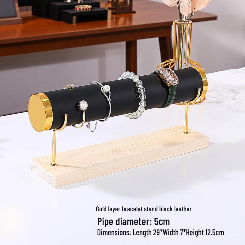 Solid Wood Suede Jewelry Rack and Bracelet Display Stand