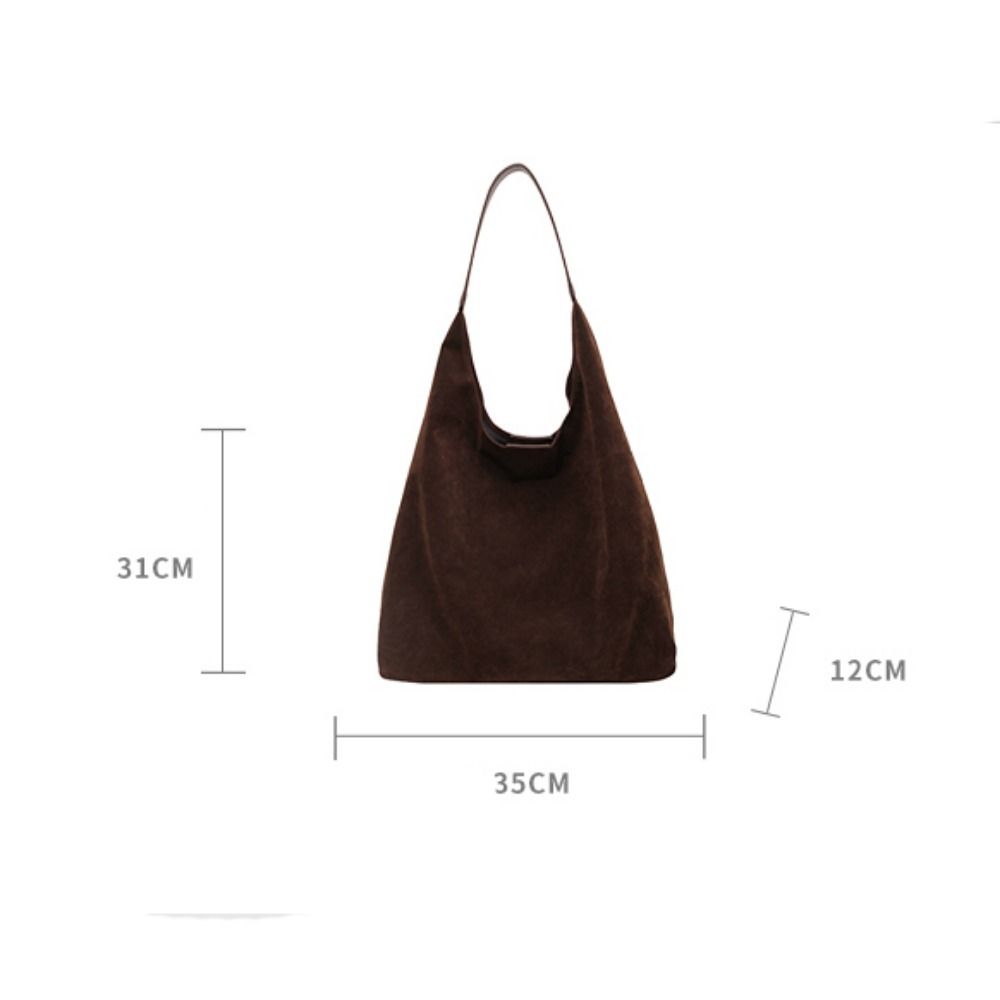 New Autumn and Winter Vintage Women's Bag Fashion Large Capacity Suede Shoulder Bag Simple with Button Versatile Bucket Bag