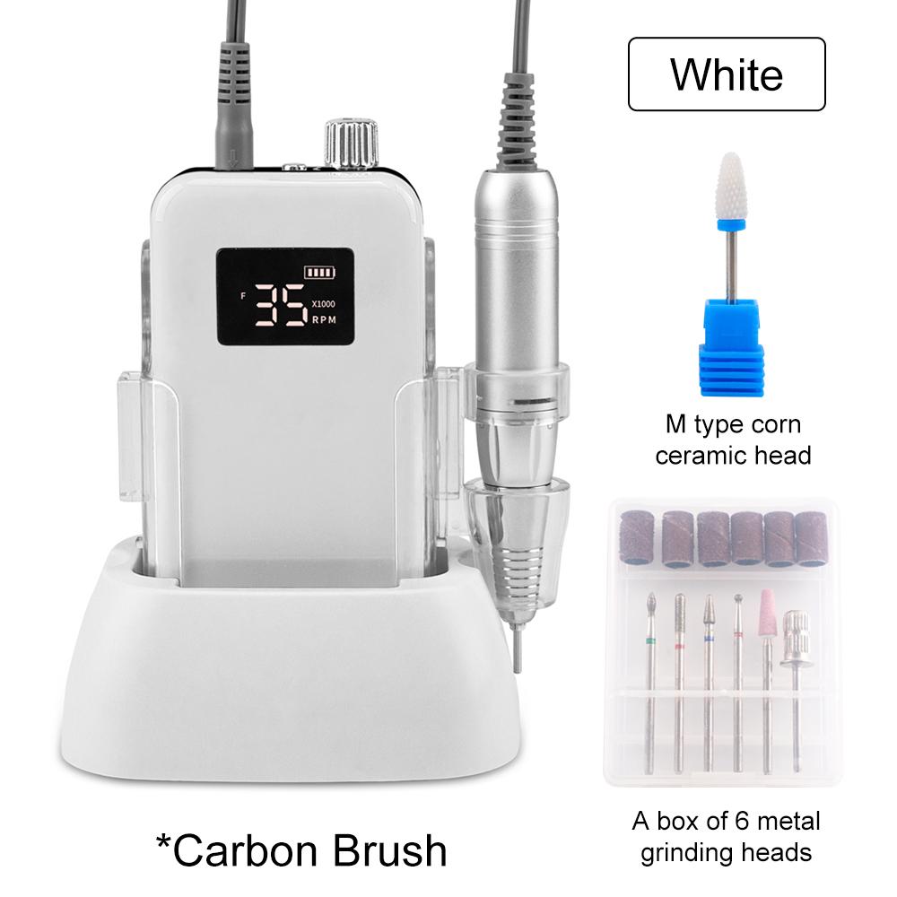 

BEPAN Small Display Nail Drill Rechargeable Multi-speed 35000RPM Manicure Machine Nail File Pedicure Cordless Drilling UK белый
