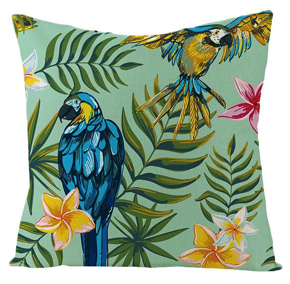 New Outdoor Waterproof Linen Pillow Case Tropical Green Leaf Cushion Cover